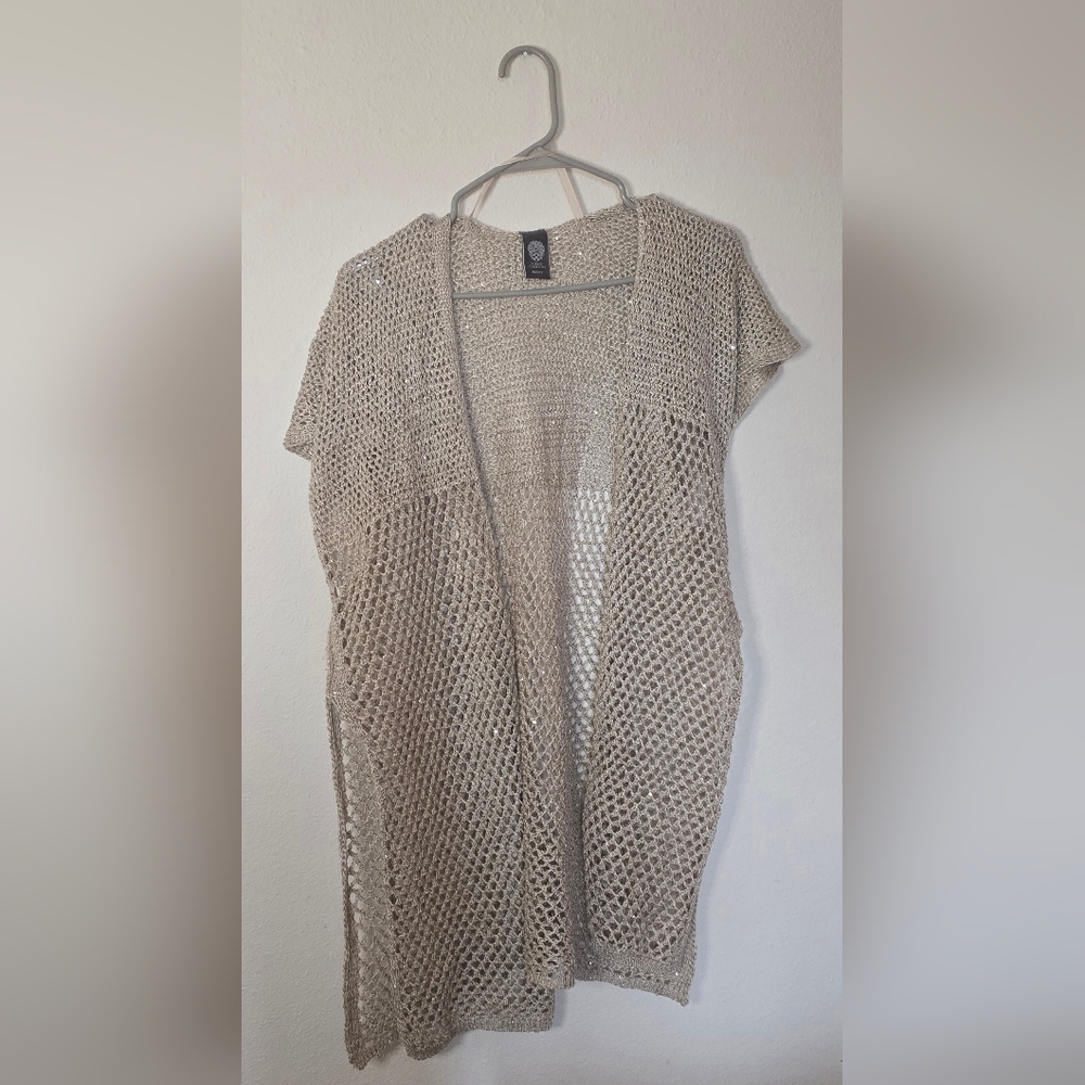 Vince Camuto Missy Sequined Knit Cardigan / Cover-Up — S/M